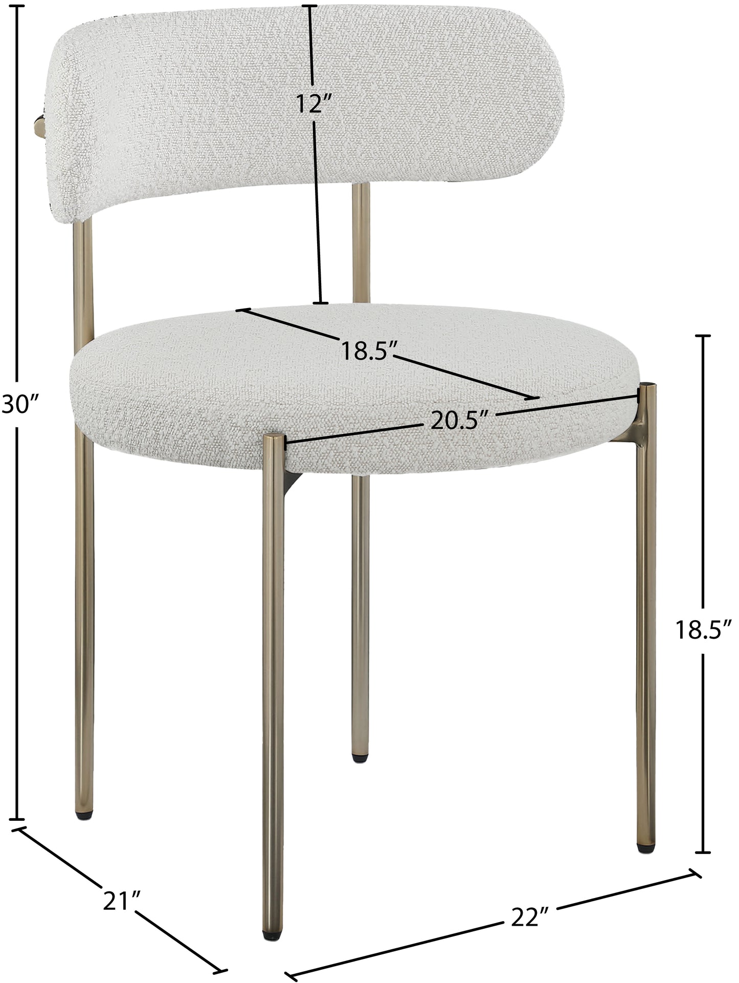 cylinder cream boucle fabric dining chair c