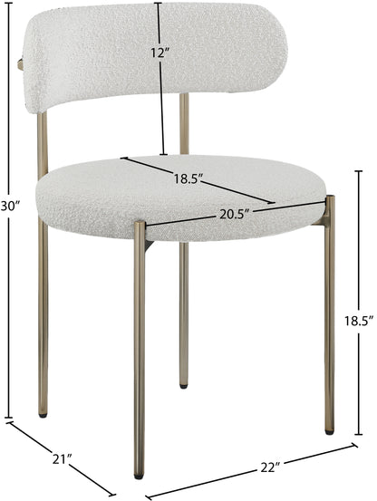 Cylinder Cream Boucle Fabric Dining Chair C