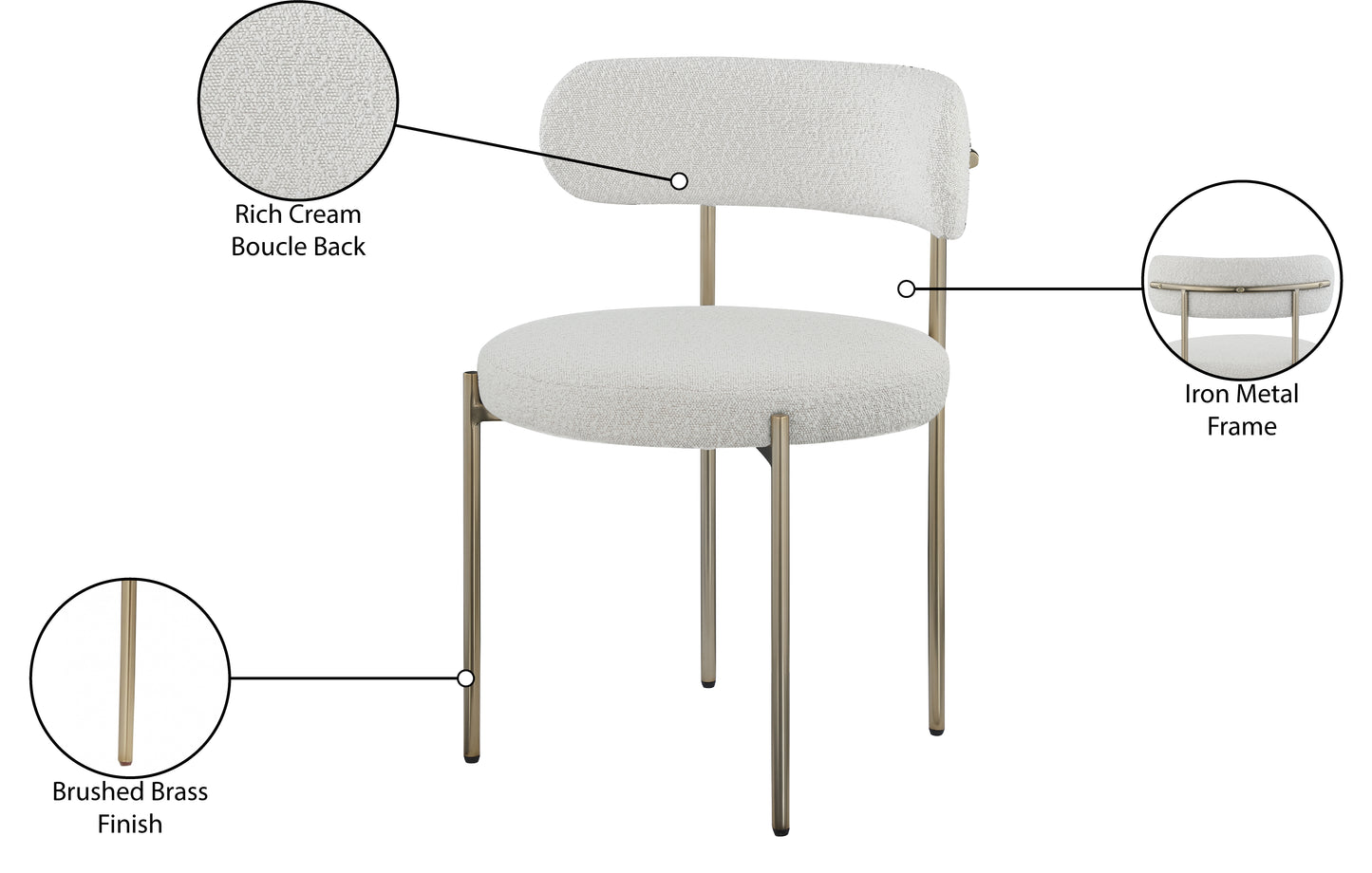 cylinder cream boucle fabric dining chair c