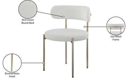 Cylinder Cream Boucle Fabric Dining Chair C