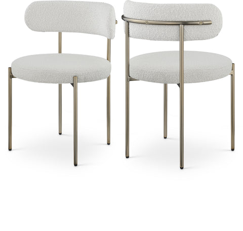 Nola Cream Boucle Fabric Upholstered Dining Chair, 2-Piece (Style 2)