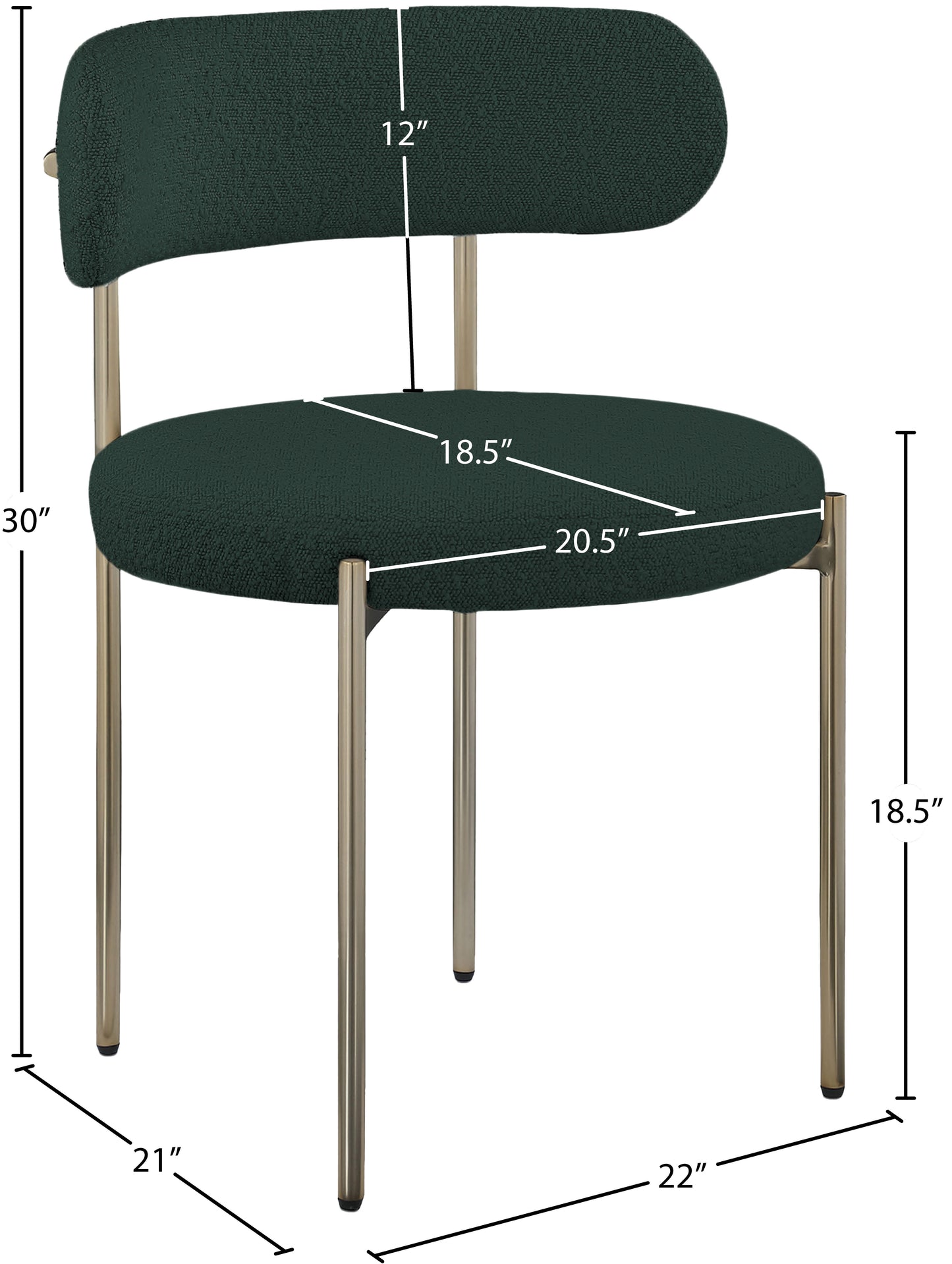 cylinder green boucle fabric dining chair c