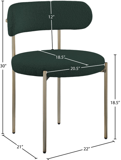 Cylinder Green Boucle Fabric Dining Chair C