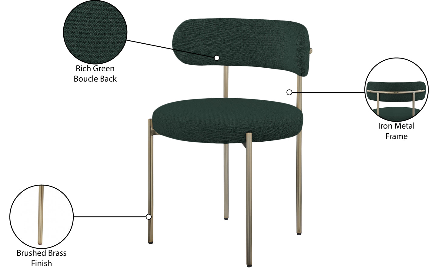 cylinder green boucle fabric dining chair c