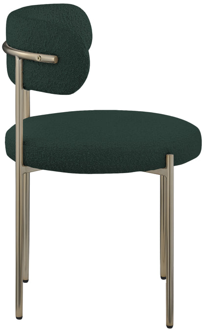 Cylinder Green Boucle Fabric Dining Chair C