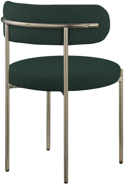 Cylinder Green Boucle Fabric Dining Chair C