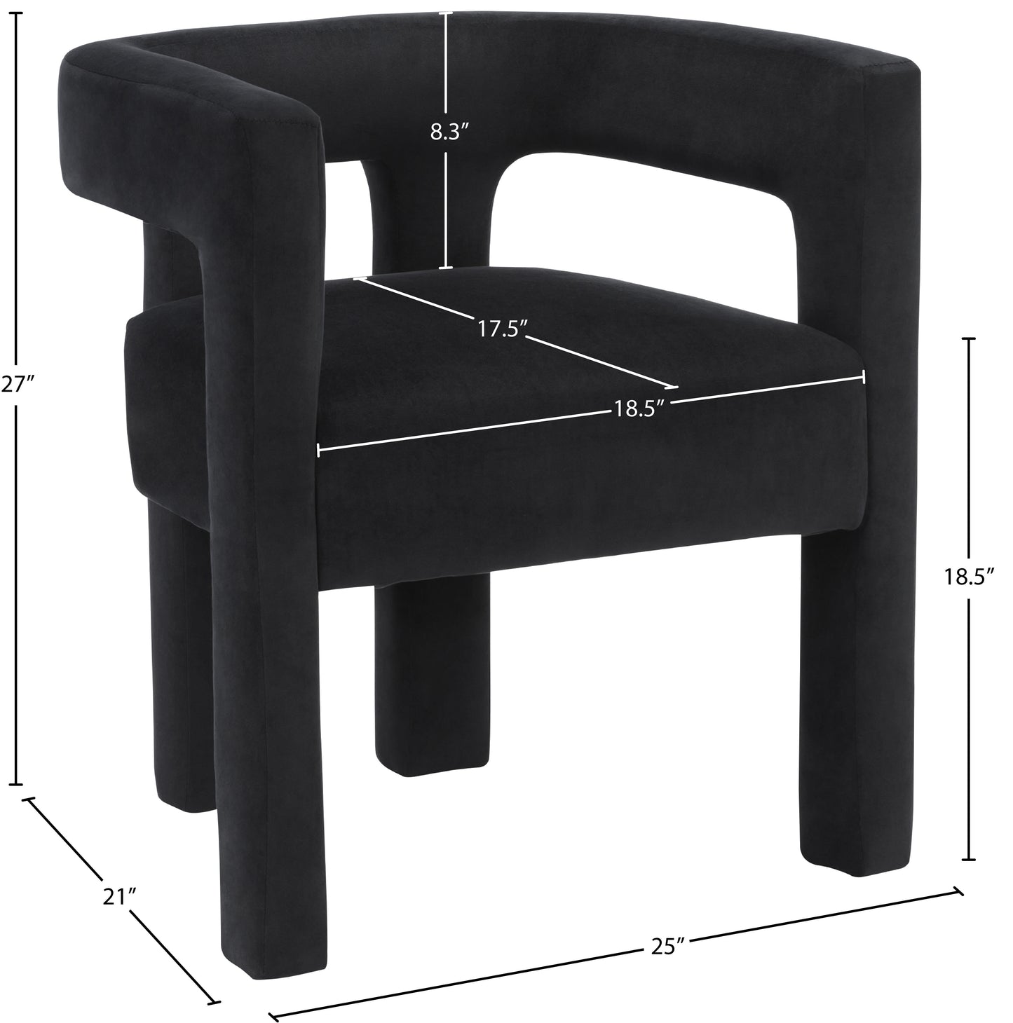fairfax black velvet dining chair c