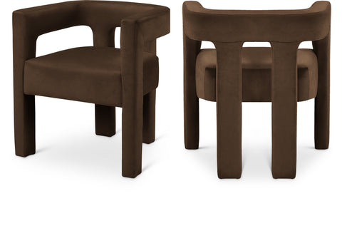 Faye Brown Velvet Upholstered Dining Chair, 1 Piece