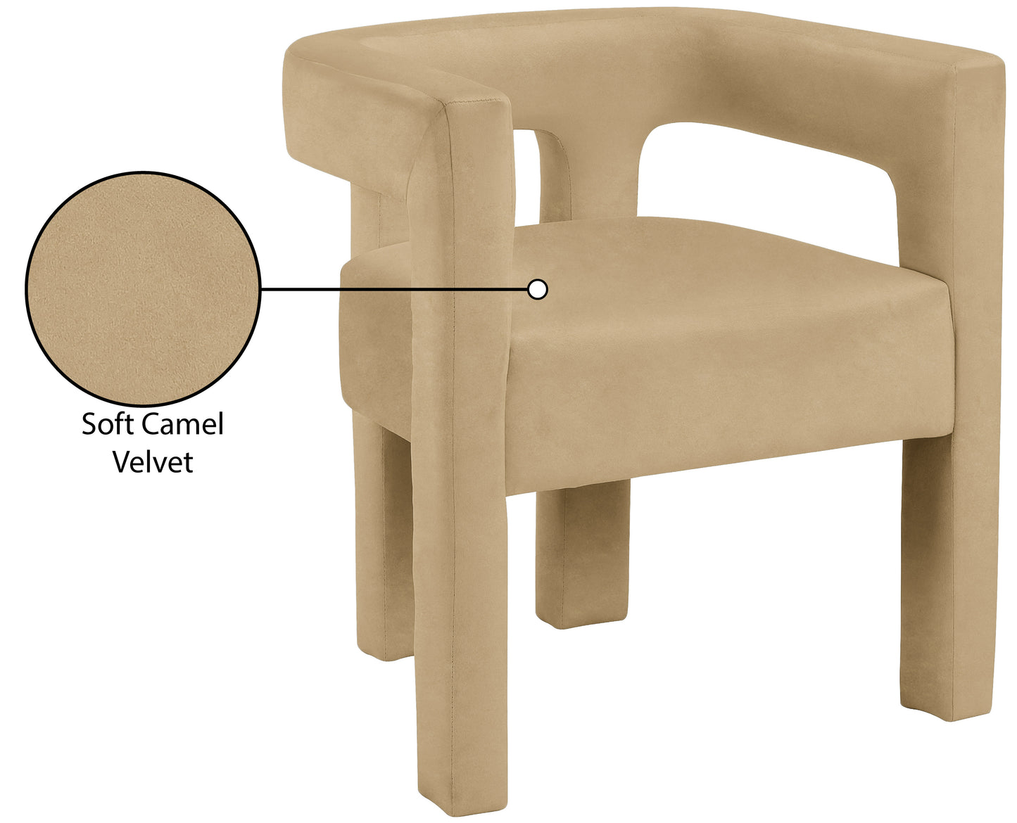 fairfax camel velvet dining chair c