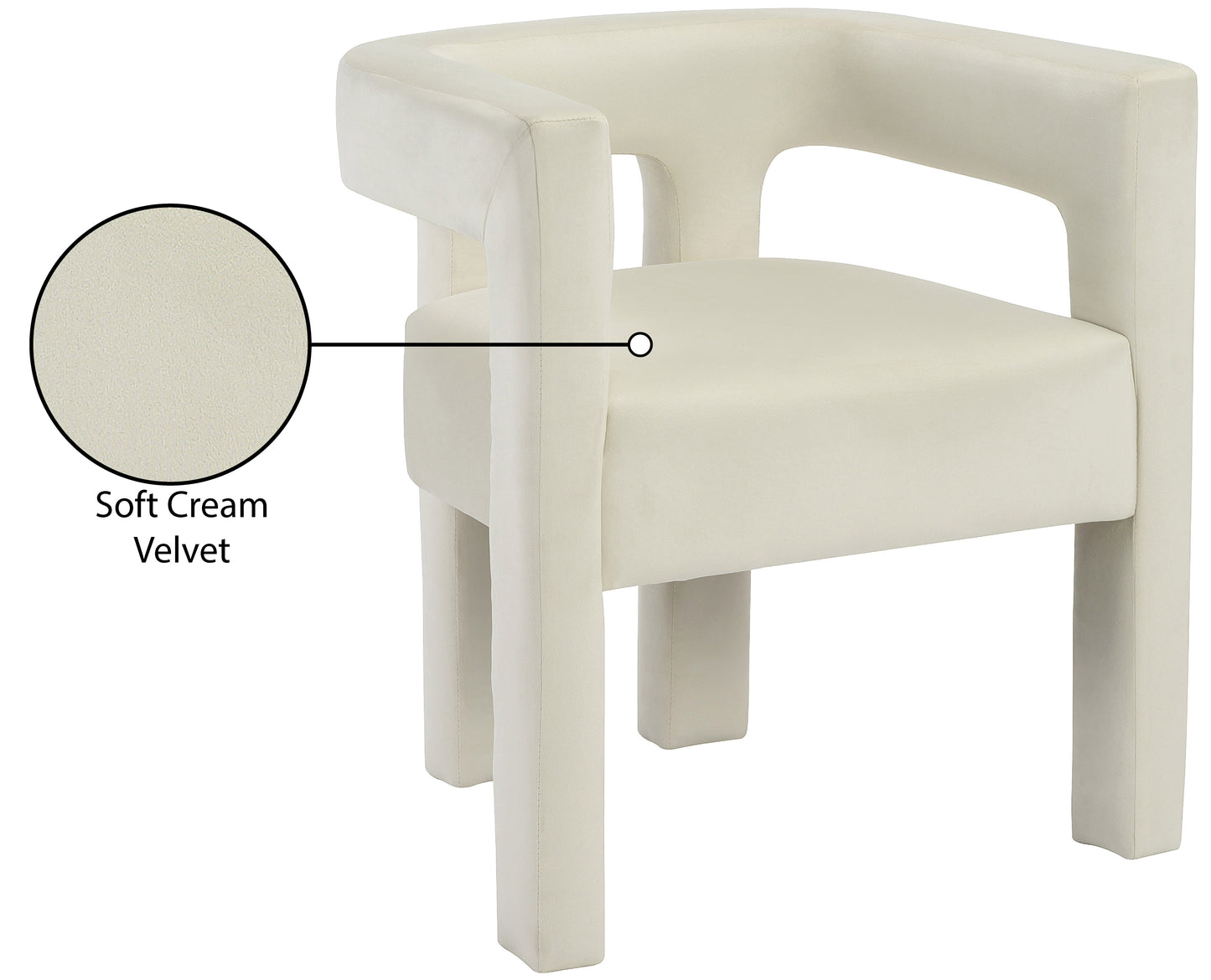 fairfax cream velvet dining chair c