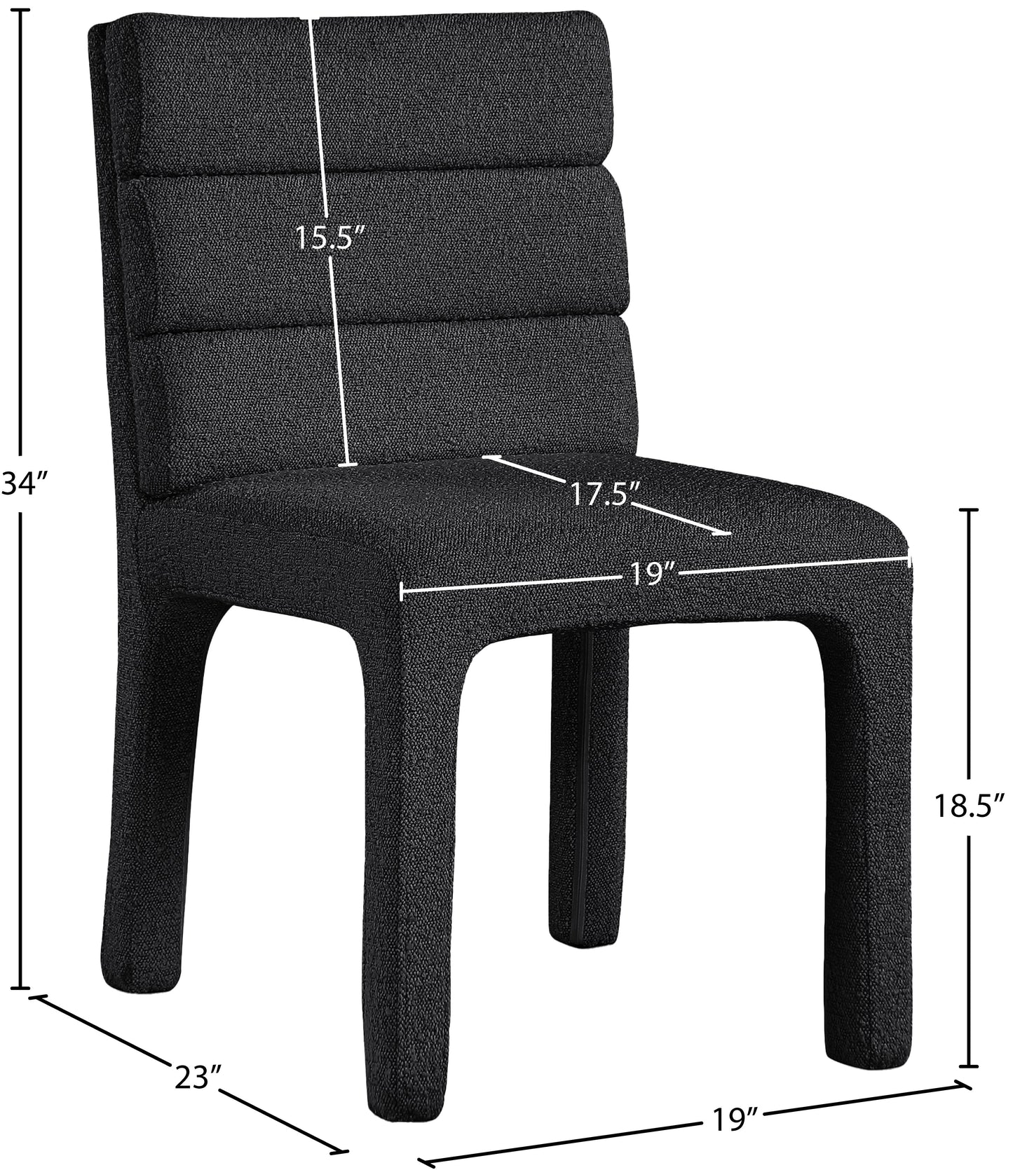 sun black boucle fabric dining chair c