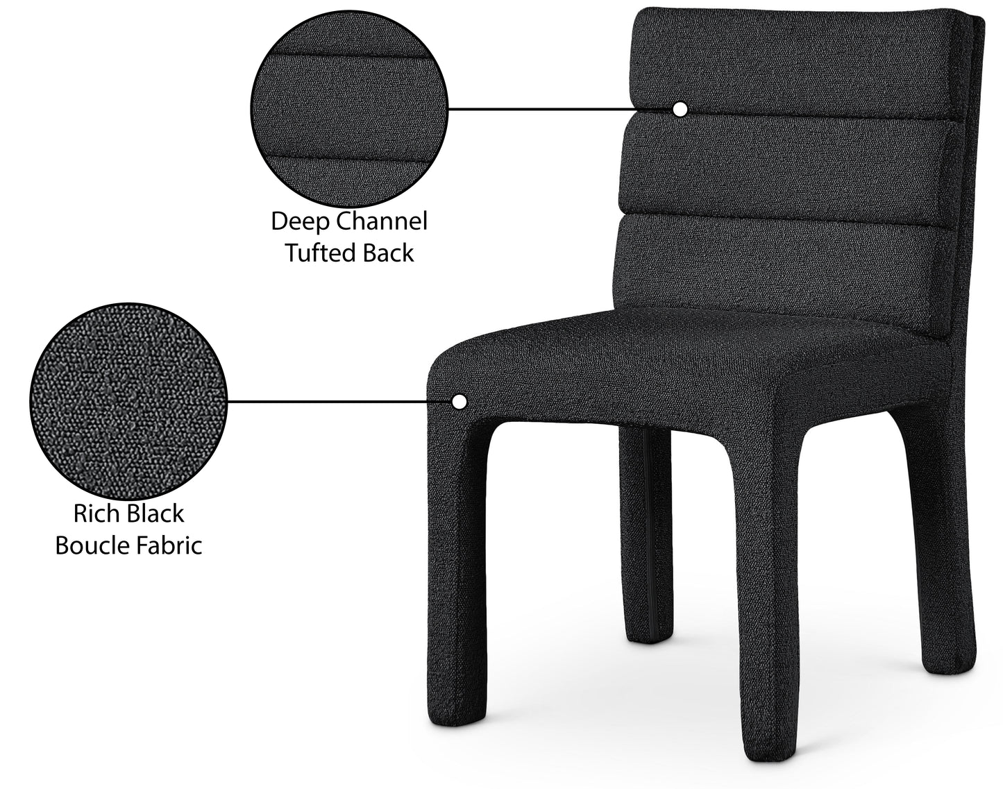 sun black boucle fabric dining chair c