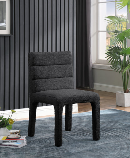 Sun Black Boucle Fabric Dining Chair C