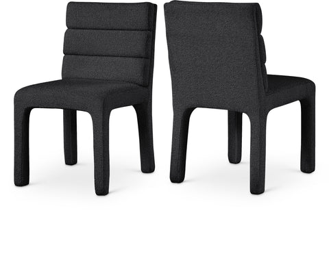 Rhea Black Boucle Fabric Upholstered Dining Chair, 2-Piece