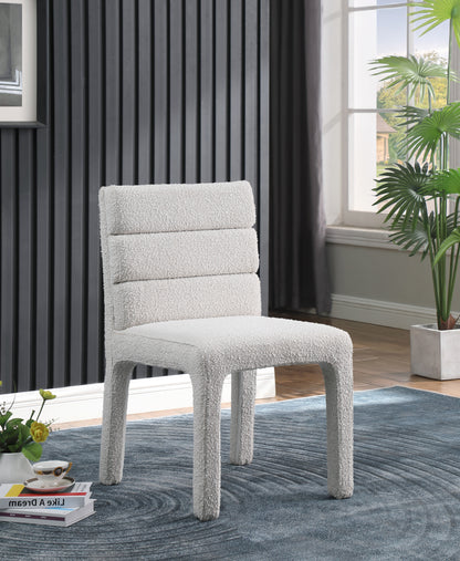 Sun Cream Boucle Fabric Dining Chair C