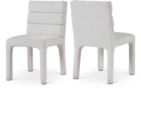Rhea Cream Boucle Fabric Upholstered Dining Chair, 2-Piece
