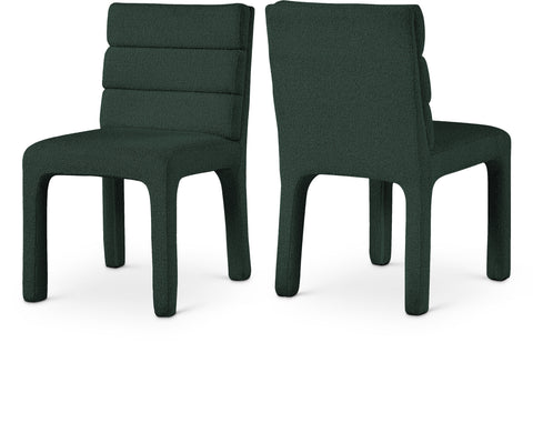 Rhea Green Boucle Fabric Upholstered Dining Chair, 2-Piece