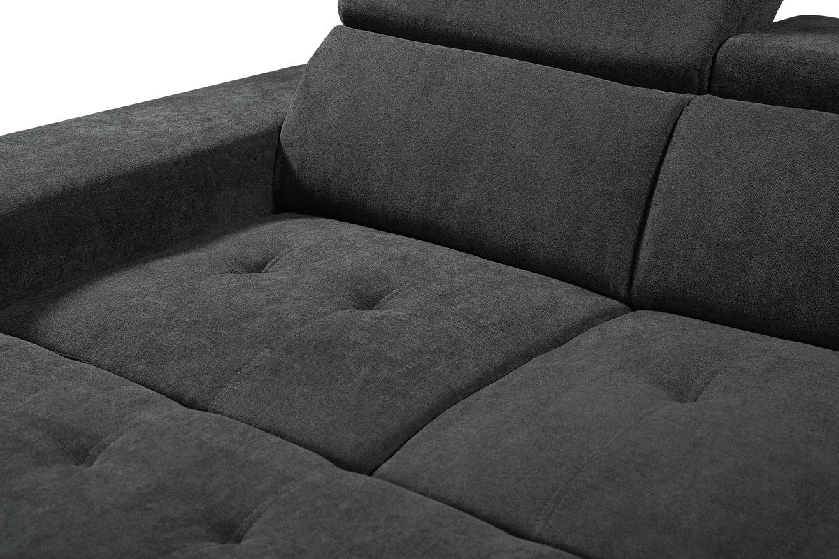 toby dark gray sleeper sectional sofa with storage ottoman and 2 stools