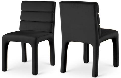Rhea Black Velvet Upholstered Dining Chair, 2-Piece (Style 3)