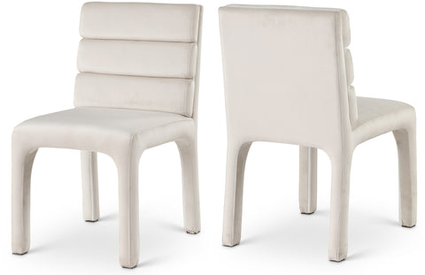 Rhea Cream Velvet Upholstered Dining Chair, 2-Piece (Style 2)