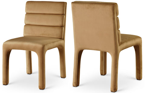 Rhea Saddle Velvet Upholstered Dining Chair, 2-Piece