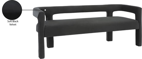 Fairfax Black Velvet Bench Black