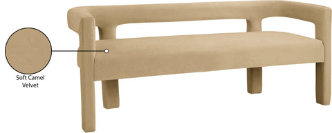 Fairfax Camel Velvet Bench Camel
