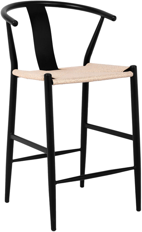 Farrah Beige Hand Woven Rope And Metal Counter Stool, 2-Piece