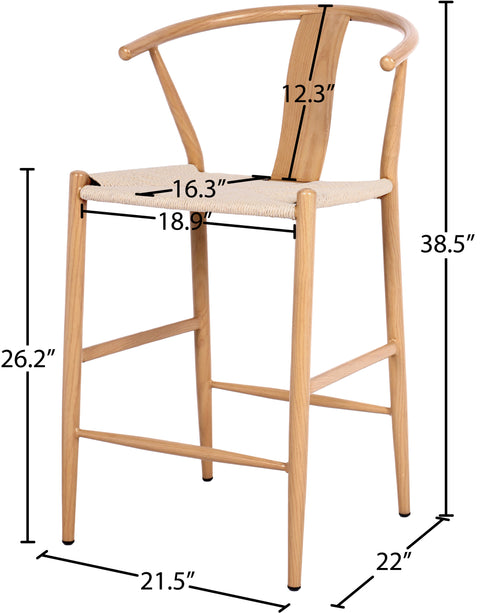 Farrah Beige Hand Woven Rope And Metal Counter Stool, 2-Piece (Style 2)
