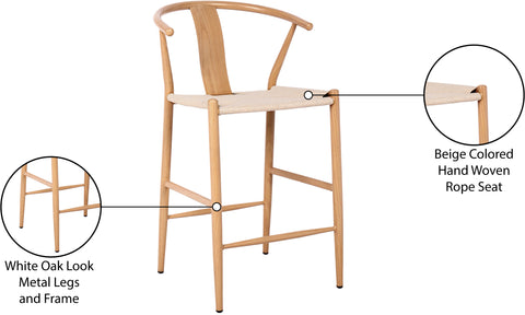 Farrah Beige Hand Woven Rope And Metal Counter Stool, 2-Piece (Style 2)