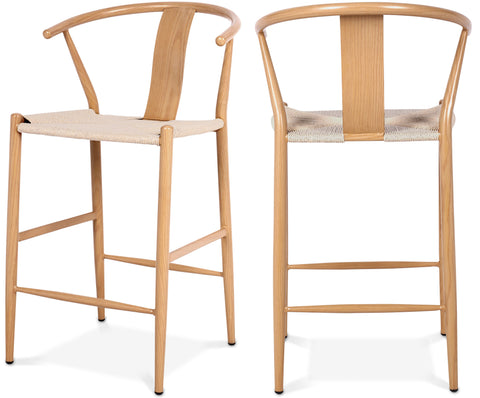 Farrah Beige Hand Woven Rope And Metal Counter Stool, 2-Piece (Style 2)