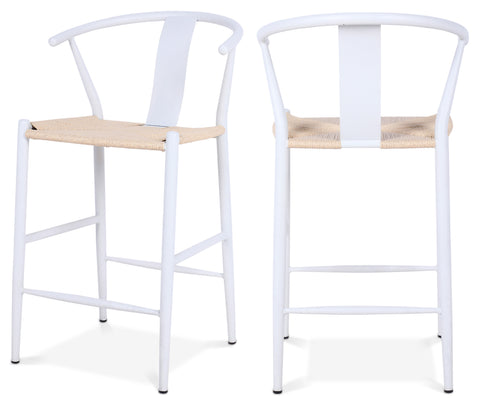 Farrah Beige Hand Woven Rope And Metal Counter Stool, 2-Piece (Style 3)