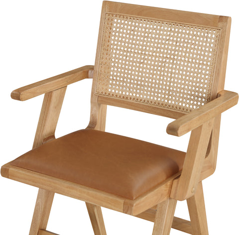 Jazzy Cognac Faux Leather Dining Arm Chair AC