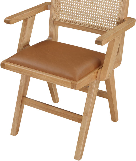 Jazzy Cognac Faux Leather Dining Arm Chair AC