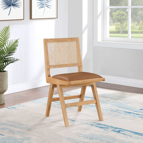 Jazzy Cognac Faux Leather Dining Side Chair SC