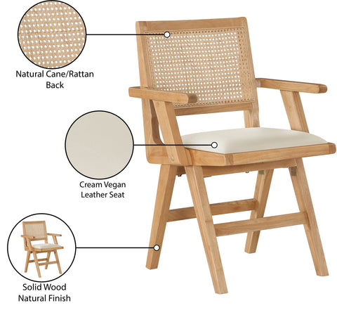 Belize Cream Vegan Leather Dining Arm Chair