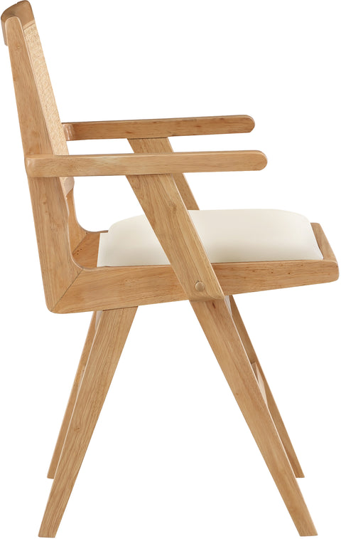 Jazzy Cream Faux Leather Dining Arm Chair AC