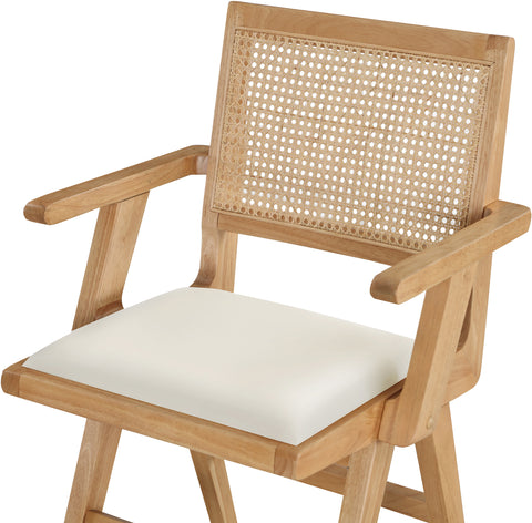 Jazzy Cream Faux Leather Dining Arm Chair AC