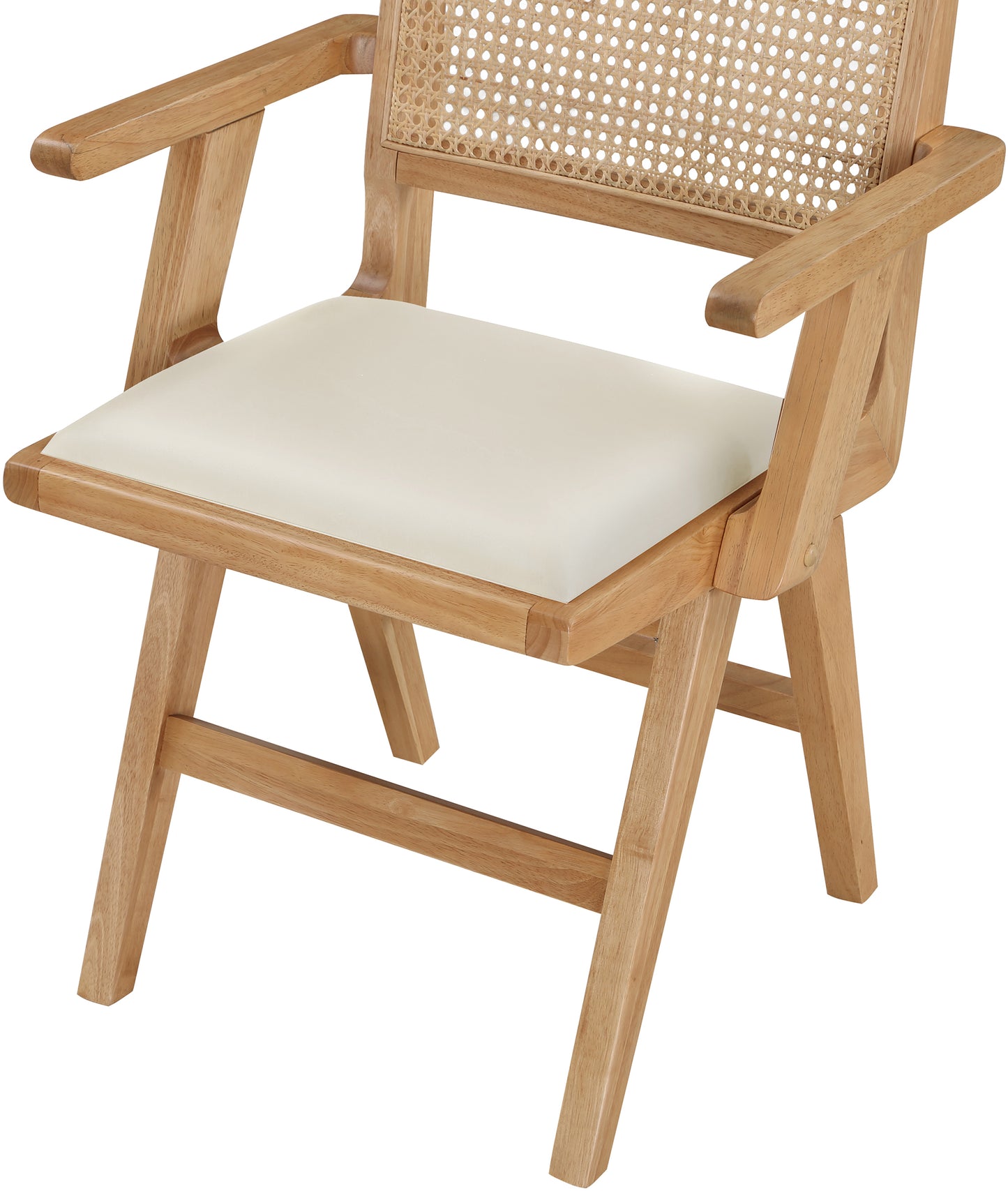 belize cream vegan leather dining arm chair