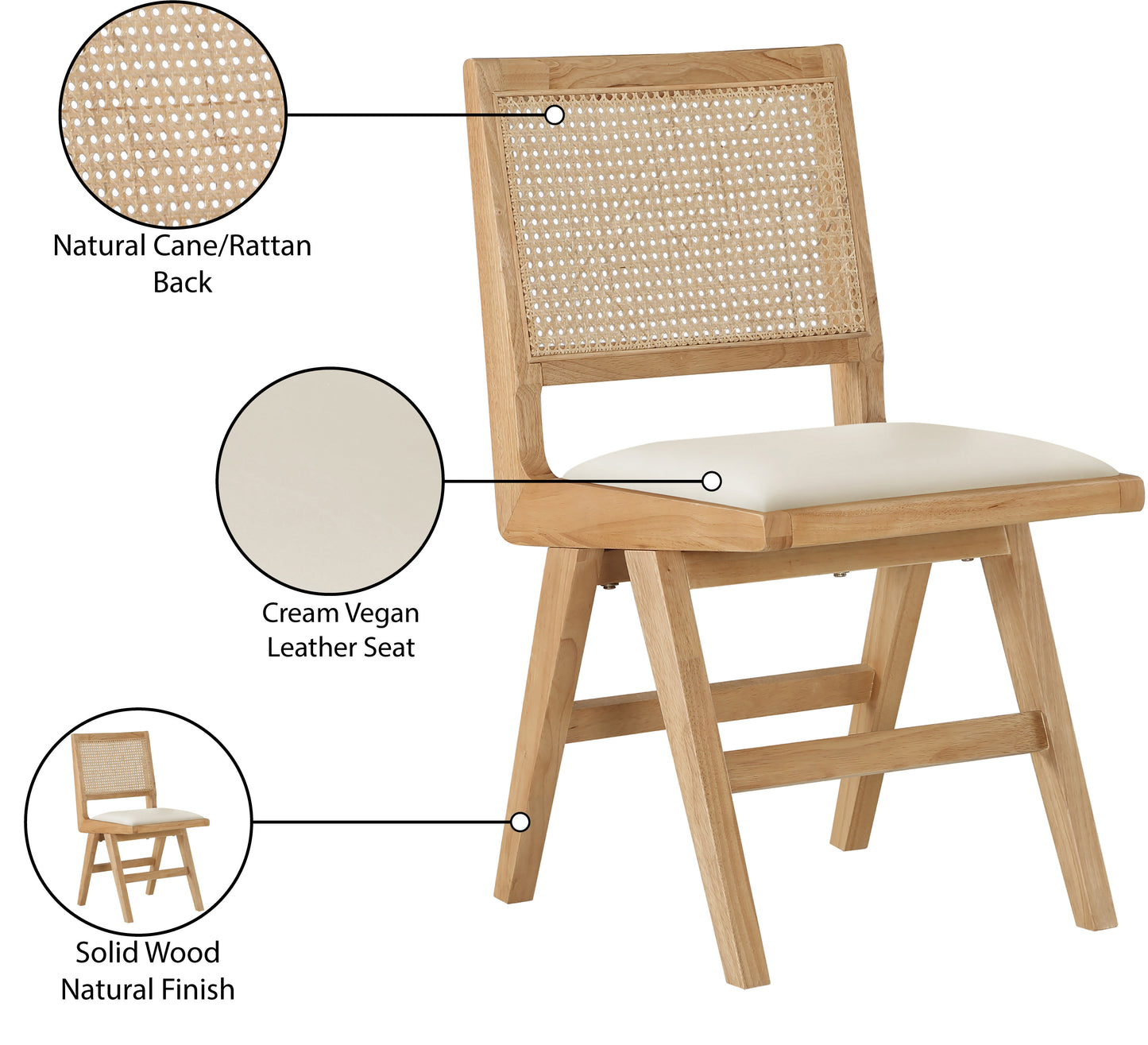 belize cream vegan leather dining side chair