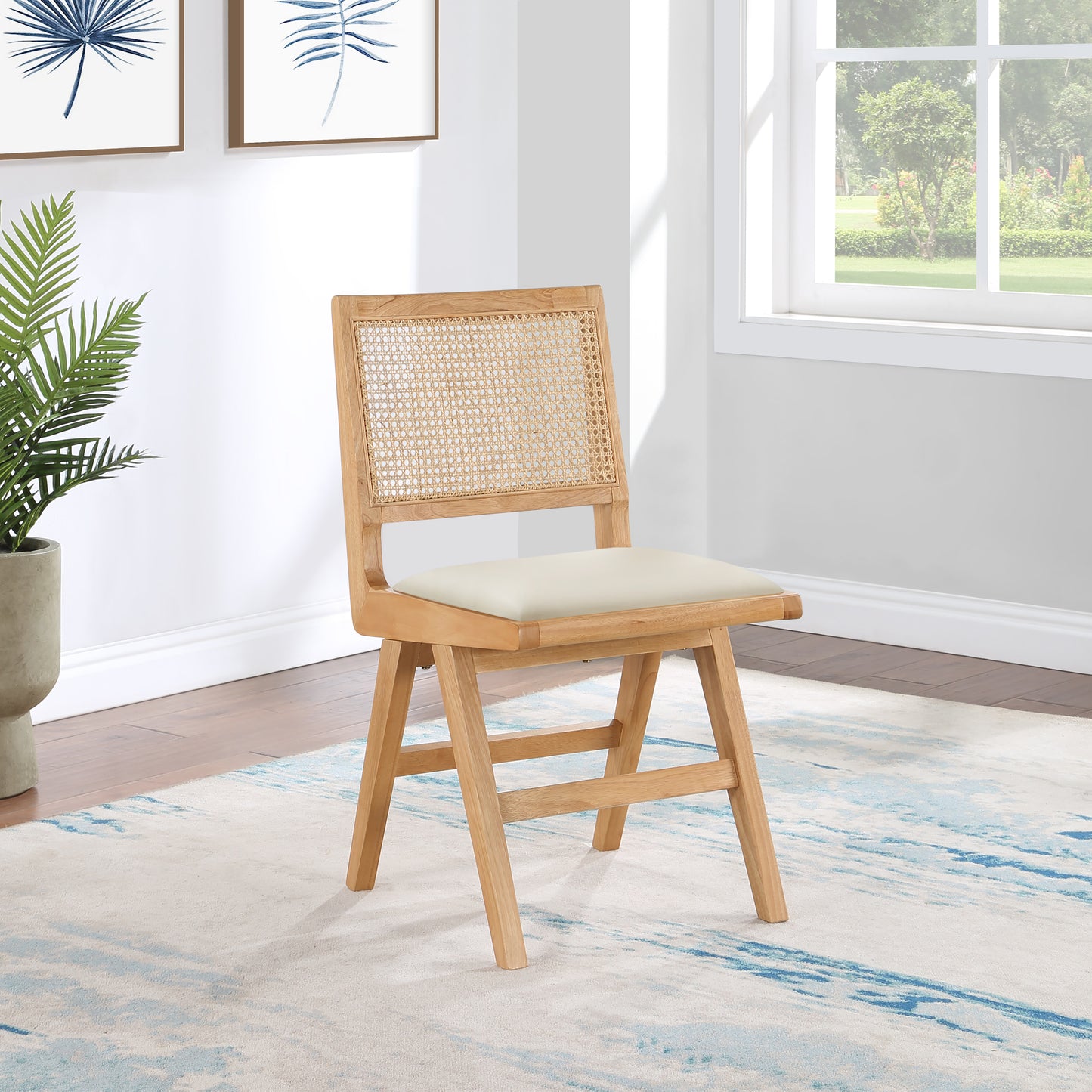 belize cream vegan leather dining side chair