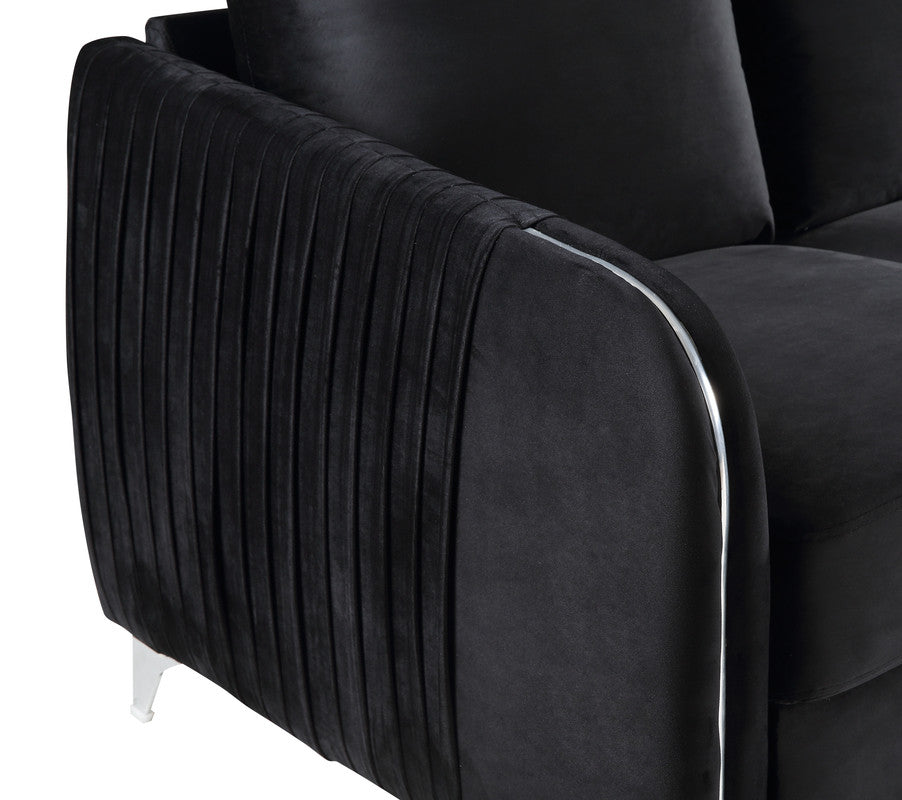 lahni black velvet fabric sofa loveseat living room set