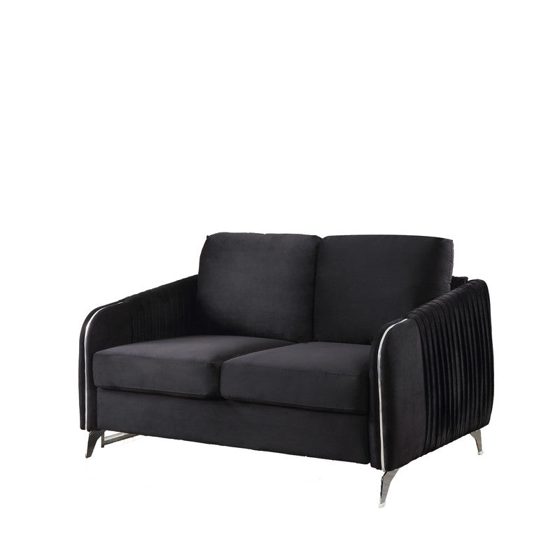 lahni black velvet fabric sofa loveseat living room set