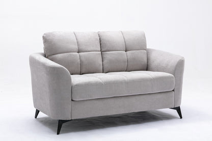 Lahni Light Gray Woven Fabric Sofa Loveseat Living Room Set