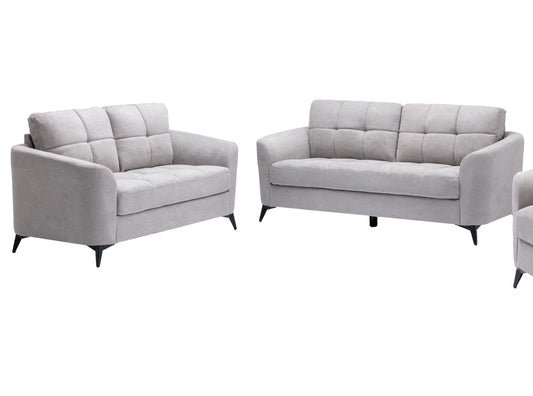 Lahni Light Gray Woven Fabric Sofa Loveseat Living Room Set