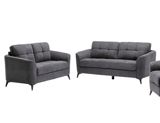 Lahni Gray Woven Fabric Sofa Loveseat Living Room Set