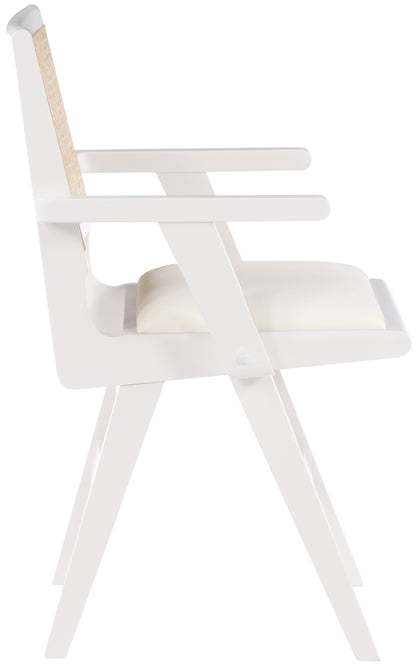 Jazzy Cream Faux Leather Dining Arm Chair AC
