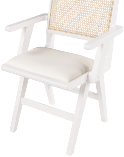 Jazzy Cream Faux Leather Dining Arm Chair AC