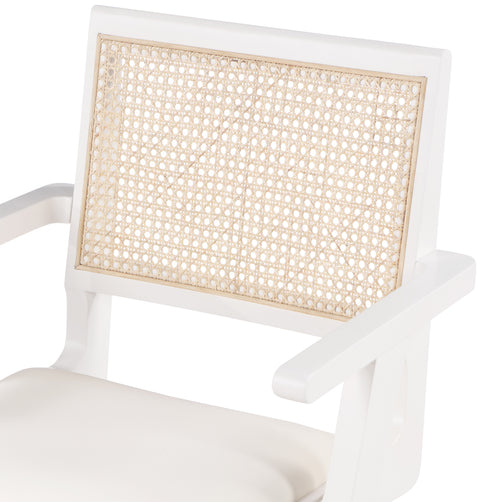 Jazzy Cream Faux Leather Dining Arm Chair AC