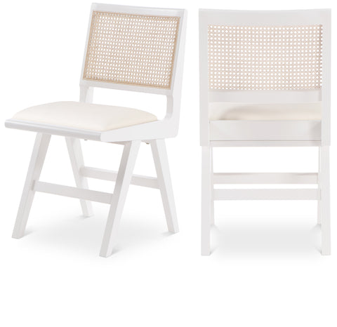 Monroe Cream Cane And Vegan Leather Upholstered Dining Side Chair, 2-Piece (Style 2)